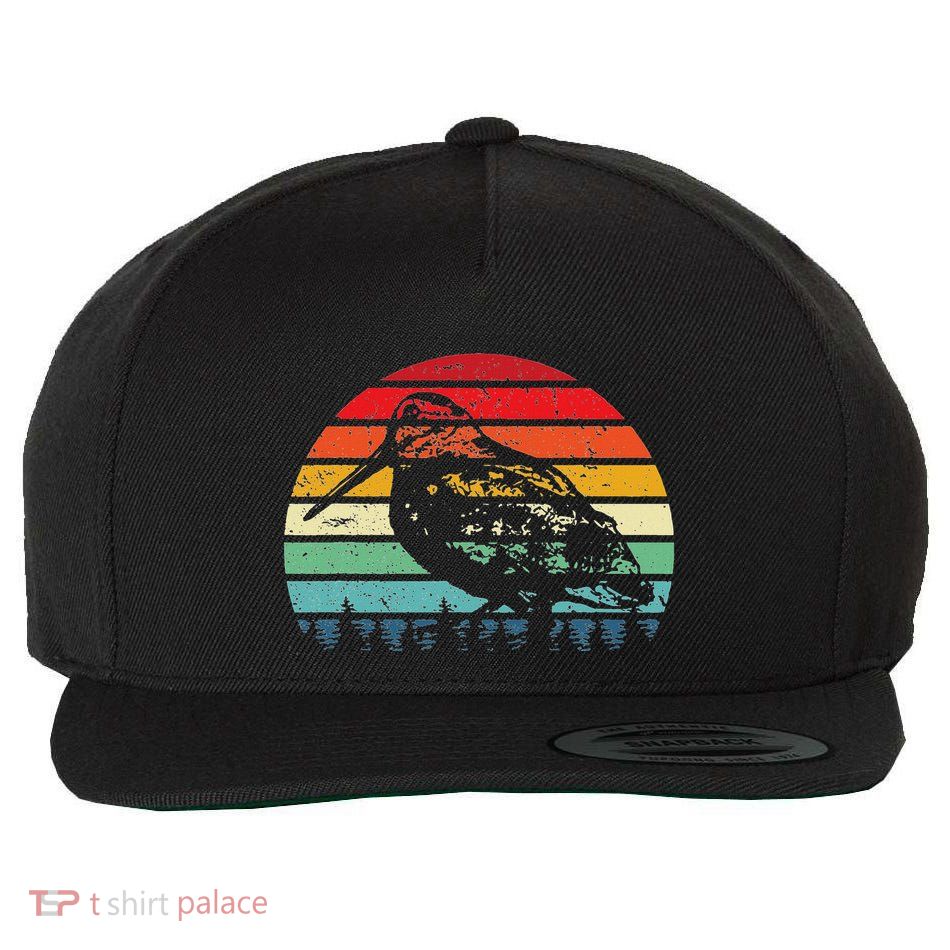 Retro Woodcock Hunter Timberdoodle Bogsucker Hokumpoke Gifts Wool Snapback Cap