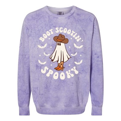 Retro Western Halloween Cute Ghost Funny Boot Scootin Spooky Colorblast Crewneck Sweatshirt