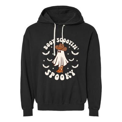 Retro Western Halloween Cute Ghost Funny Boot Scootin Spooky Garment-Dyed Fleece Hoodie