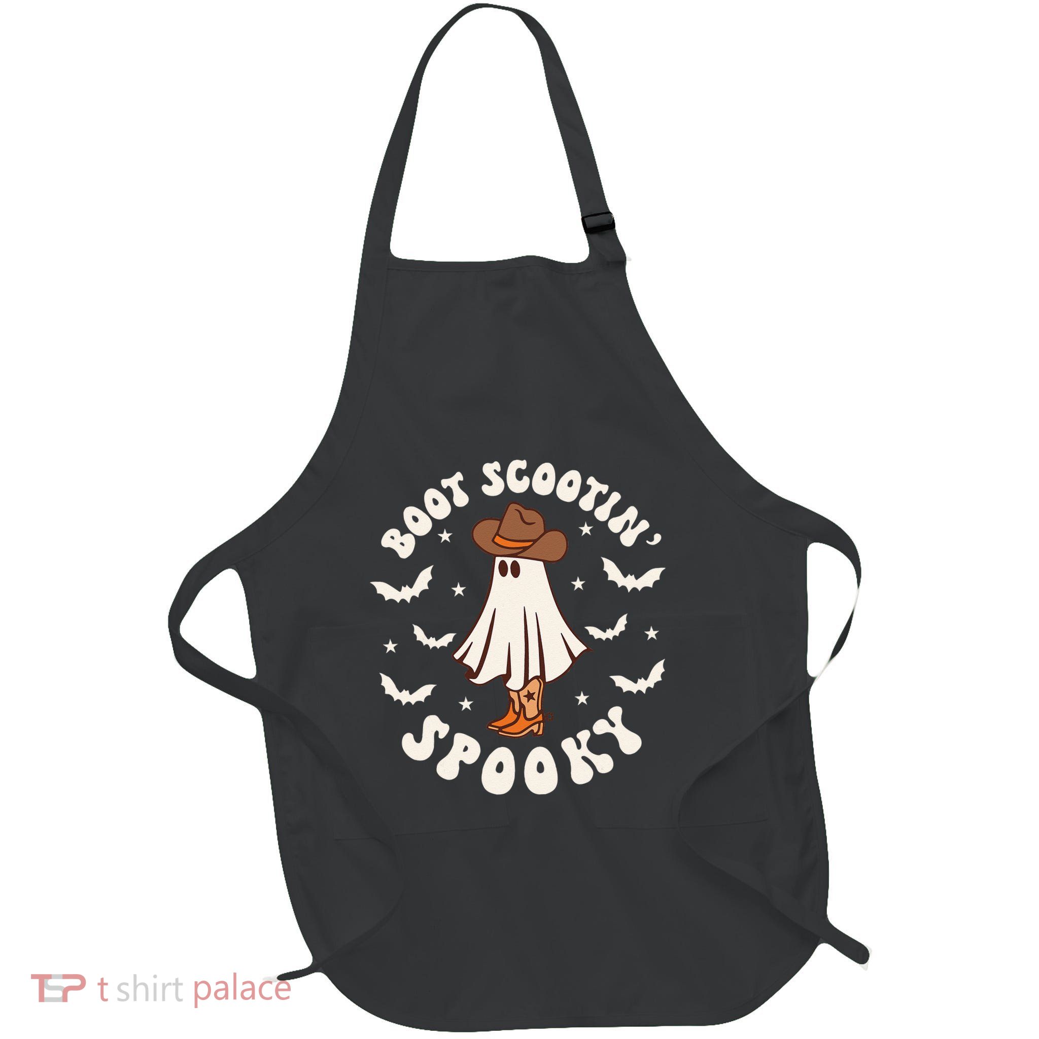 Retro Western Halloween Cute Ghost Funny Boot Scootin Spooky Apron