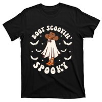 Retro Western Halloween Cute Ghost Funny Boot Scootin Spooky T-Shirt