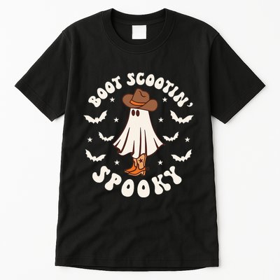 Retro Western Halloween Cute Ghost Funny Boot Scootin Spooky Tall T-Shirt