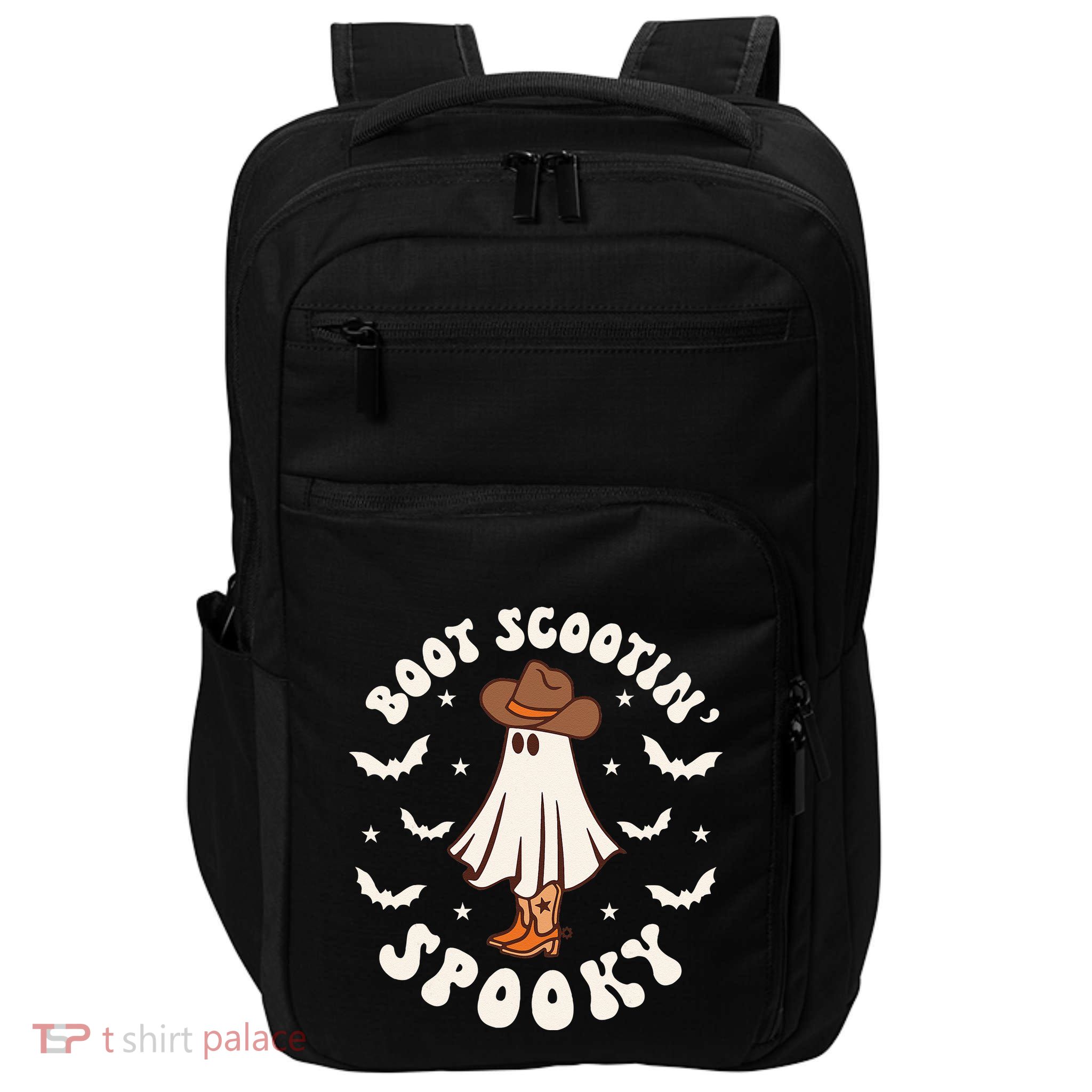 Retro Western Halloween Cute Ghost Funny Boot Scootin Spooky Impact Tech Backpack