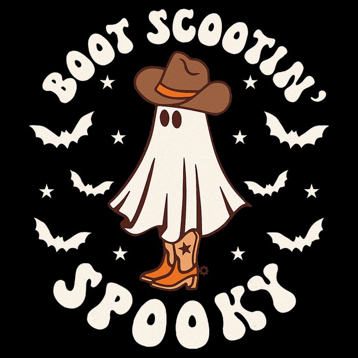 Retro Western Halloween Cute Ghost Funny Boot Scootin Spooky Drawstring Bag