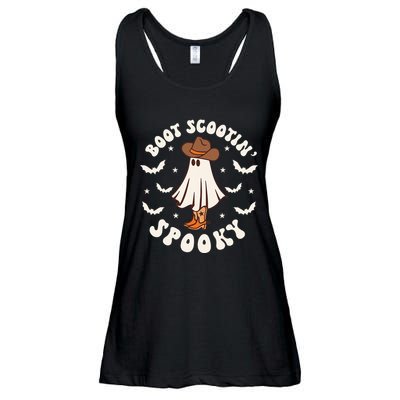Retro Western Halloween Cute Ghost Funny Boot Scootin Spooky Ladies Essential Flowy Tank