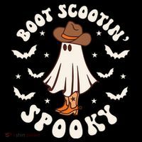 Retro Western Halloween Cute Ghost Funny Boot Scootin Spooky Flatbill Hat
