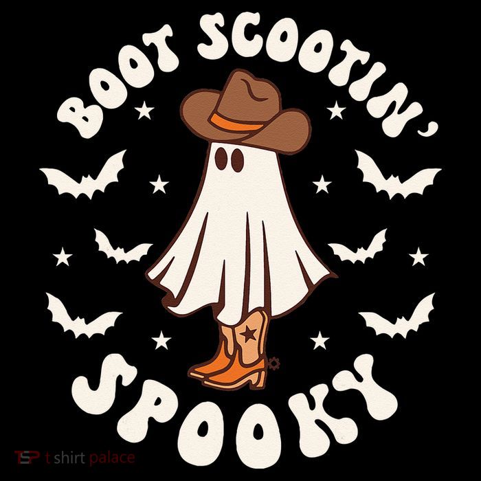 Retro Western Halloween Cute Ghost Funny Boot Scootin Spooky Sustainable Knit Beanie