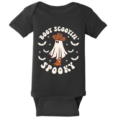 Retro Western Halloween Cute Ghost Funny Boot Scootin Spooky Baby Bodysuit