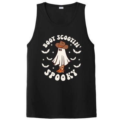 Retro Western Halloween Cute Ghost Funny Boot Scootin Spooky PosiCharge Competitor Tank