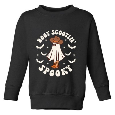 Retro Western Halloween Cute Ghost Funny Boot Scootin Spooky Toddler Sweatshirt