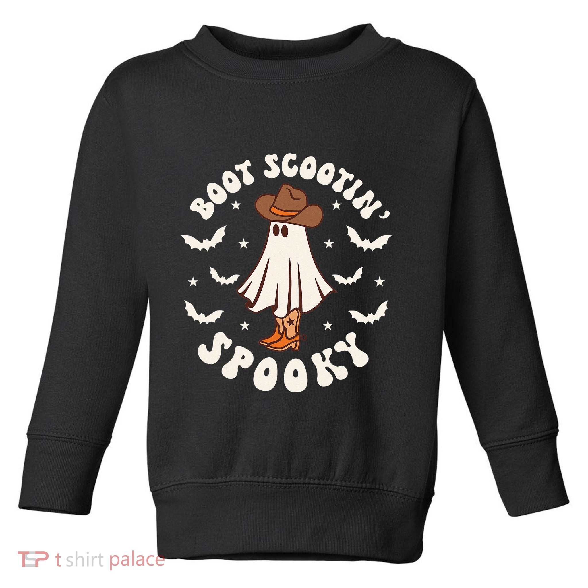 Retro Western Halloween Cute Ghost Funny Boot Scootin Spooky Toddler Sweatshirt