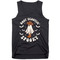 Retro Western Halloween Cute Ghost Funny Boot Scootin Spooky Tank Top