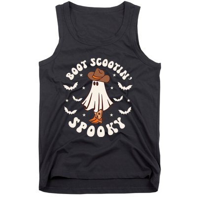 Retro Western Halloween Cute Ghost Funny Boot Scootin Spooky Tank Top