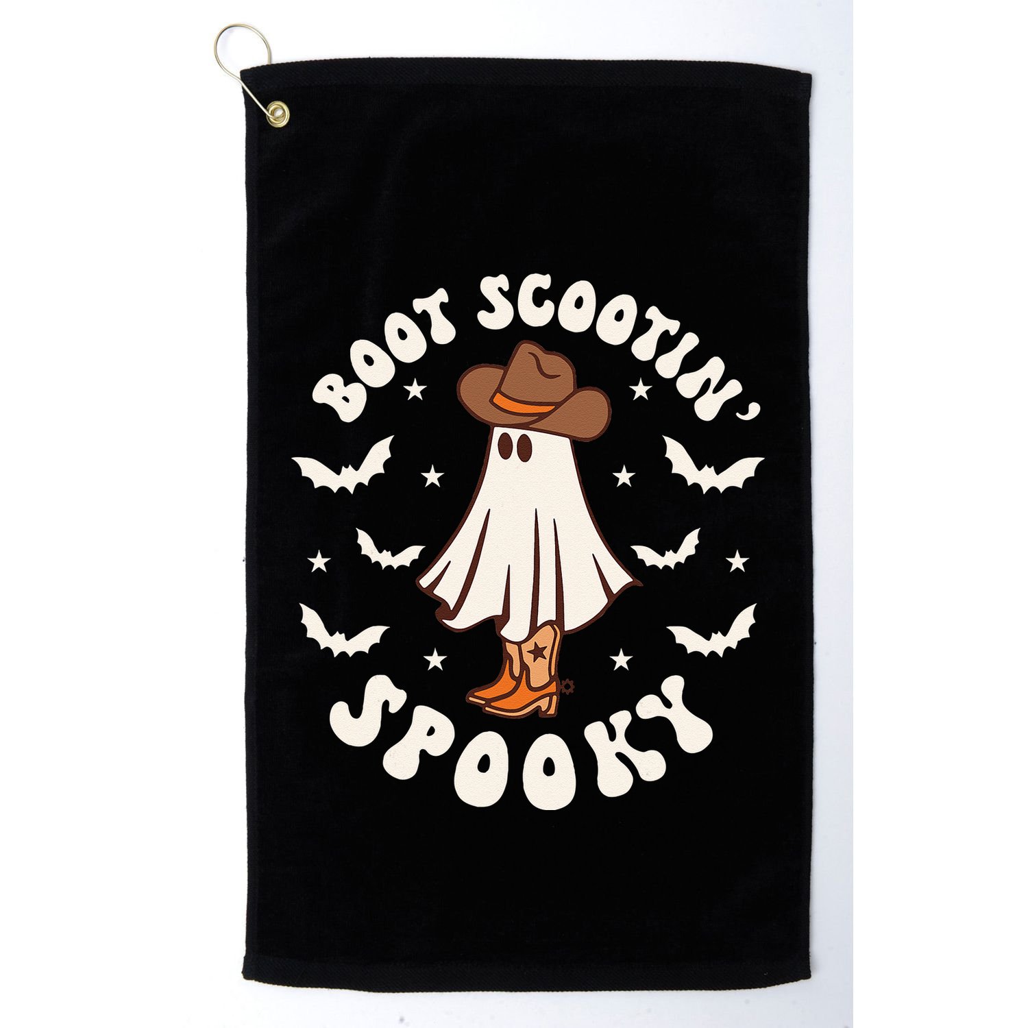 Retro Western Halloween Cute Ghost Funny Boot Scootin Spooky Golf Towel