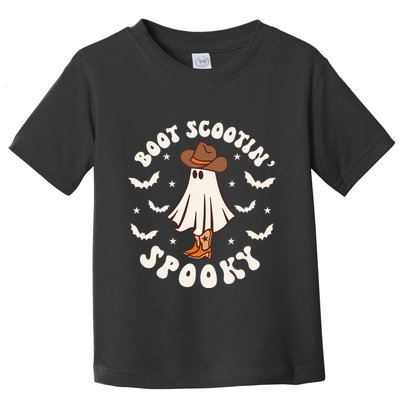 Retro Western Halloween Cute Ghost Funny Boot Scootin Spooky Toddler T-Shirt