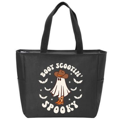 Retro Western Halloween Cute Ghost Funny Boot Scootin Spooky Zip Tote Bag