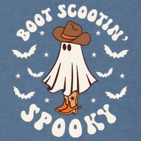 Retro Western Halloween Cute Ghost Funny Boot Scootin Spooky Garment-Dyed Sweatshirt