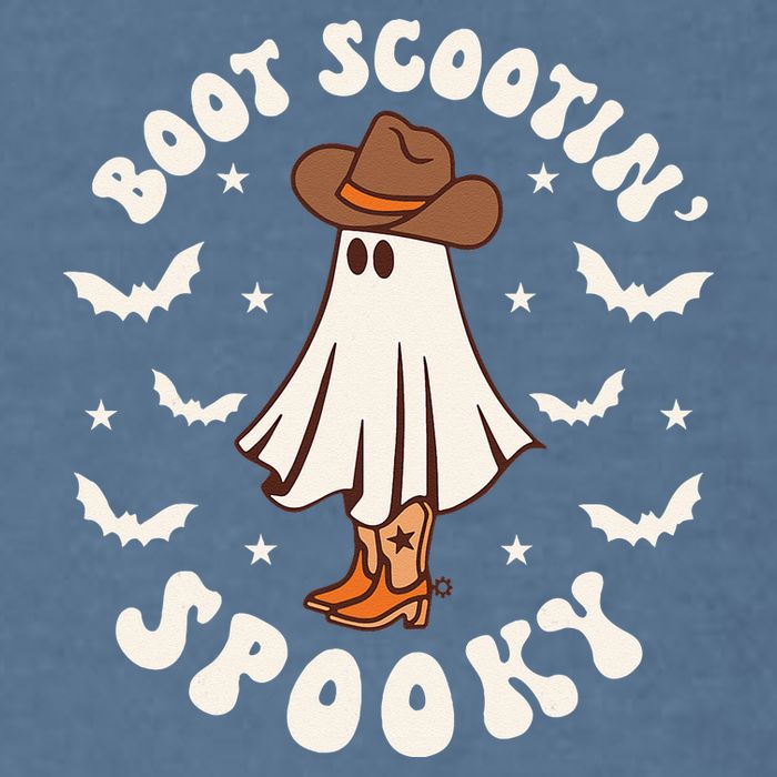 Retro Western Halloween Cute Ghost Funny Boot Scootin Spooky Garment-Dyed Sweatshirt