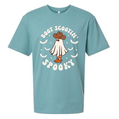 Retro Western Halloween Cute Ghost Funny Boot Scootin Spooky Sueded Cloud Jersey T-Shirt