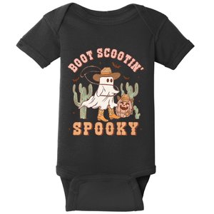 Retro Western Halloween Cowboy Ghost Boot Scootin Spooky Baby Bodysuit