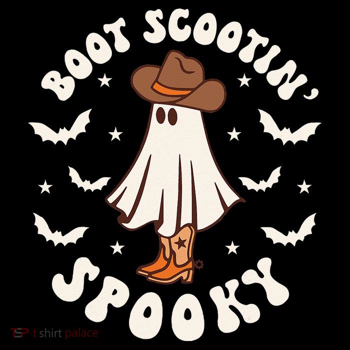 Retro Western Halloween Cute Ghost Funny Boot Scootin Spooky Tall T-Shirt
