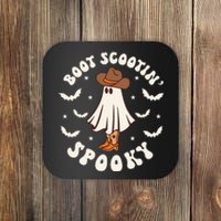 Retro Western Halloween Cute Ghost Funny Boot Scootin Spooky Coaster