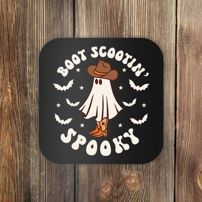 Retro Western Halloween Cute Ghost Funny Boot Scootin Spooky Coaster