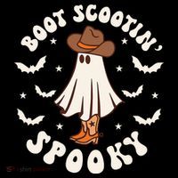 Retro Western Halloween Cute Ghost Funny Boot Scootin Spooky Flatbill Hat