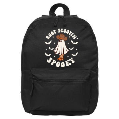 Retro Western Halloween Cute Ghost Funny Boot Scootin Spooky 16 in Basic Backpack
