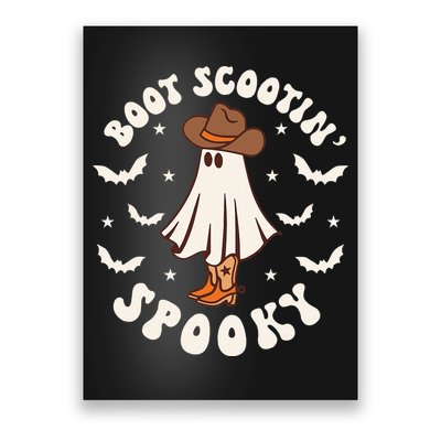 Retro Western Halloween Cute Ghost Funny Boot Scootin Spooky Poster