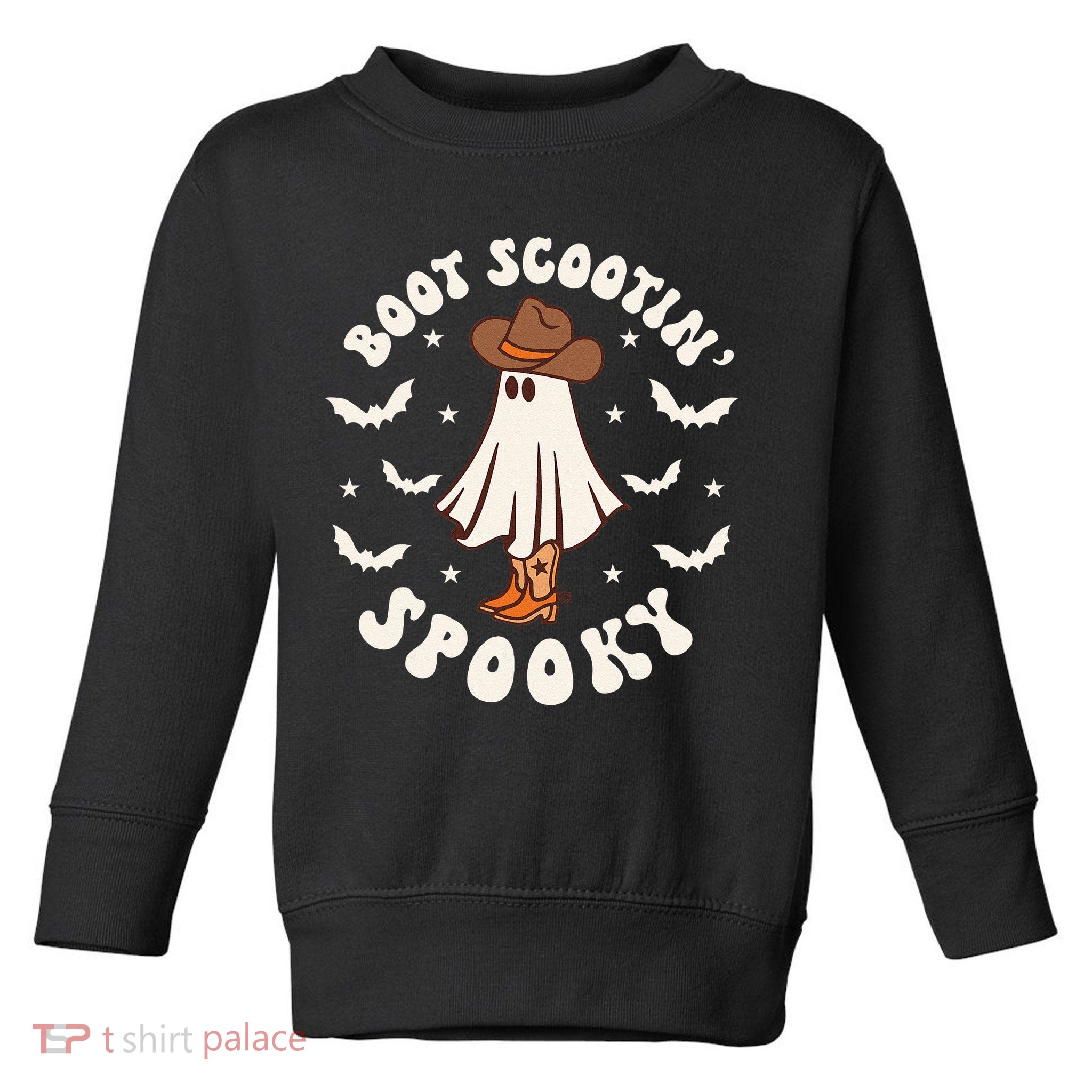 Retro Western Halloween Cute Ghost Funny Boot Scootin Spooky Toddler Sweatshirt