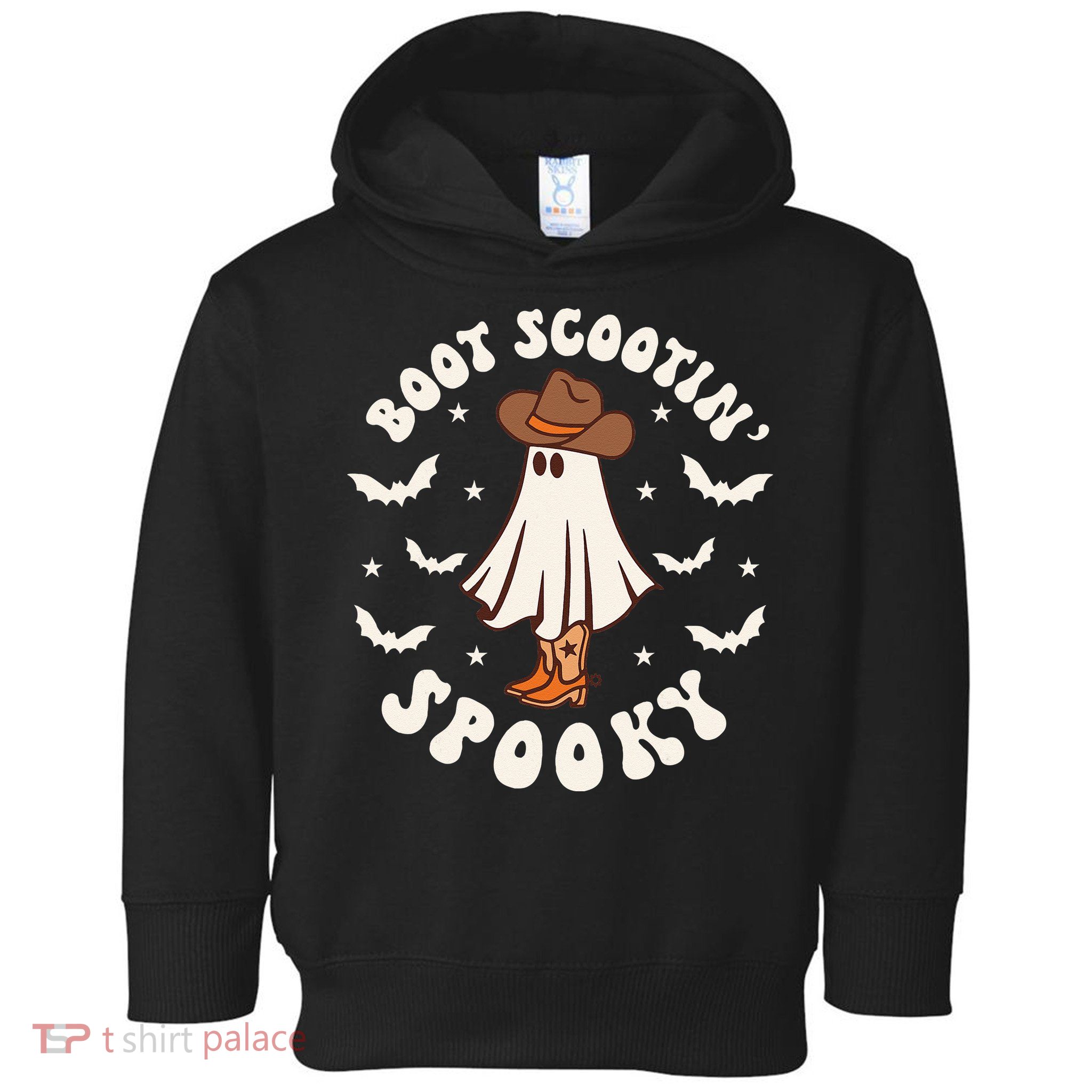 Retro Western Halloween Cute Ghost Funny Boot Scootin Spooky Toddler Hoodie