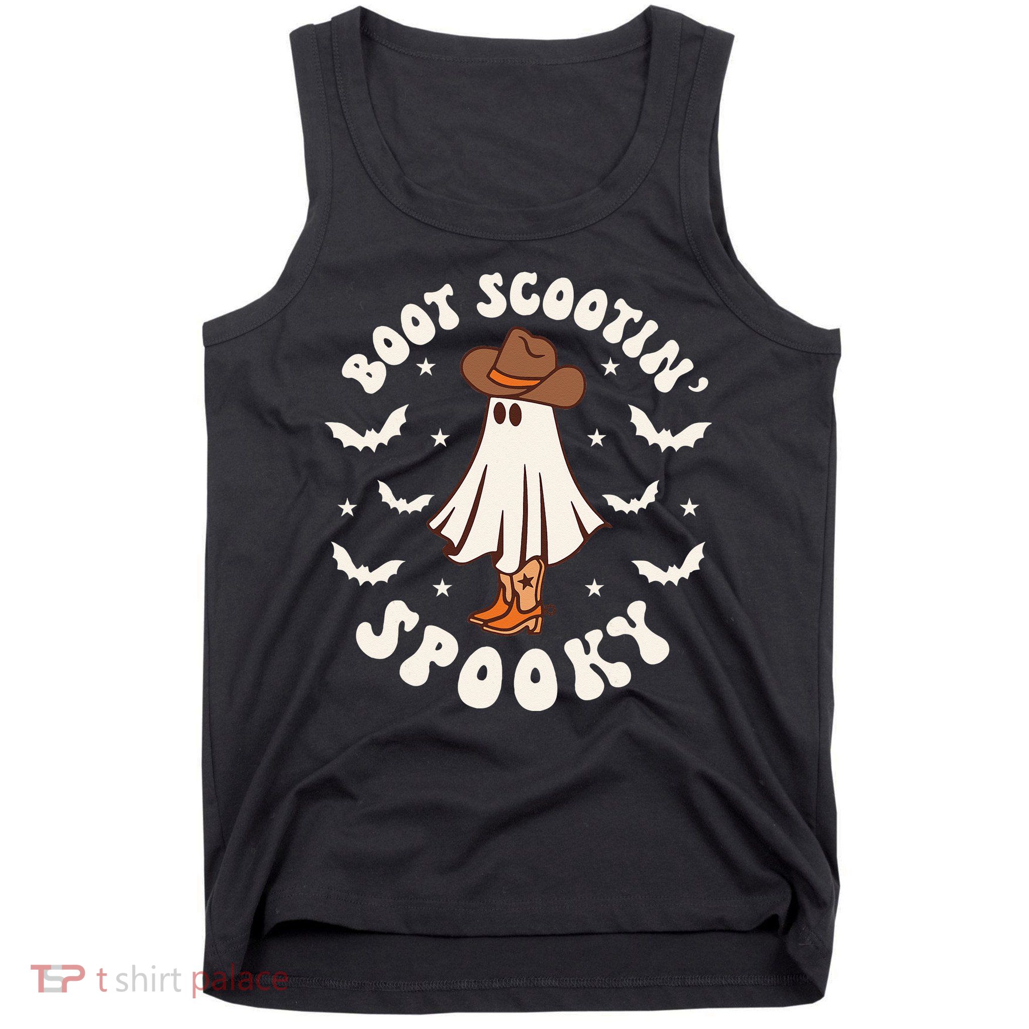 Retro Western Halloween Cute Ghost Funny Boot Scootin Spooky Tank Top