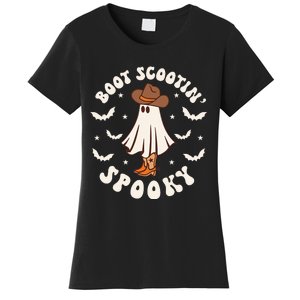 Retro Western Halloween Cute Ghost Funny Boot Scootin Spooky Women's T-Shirt