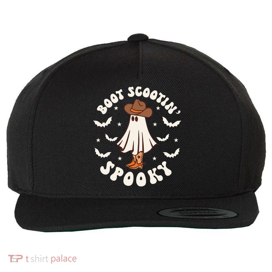 Retro Western Halloween Cute Ghost Funny Boot Scootin Spooky Wool Snapback Cap