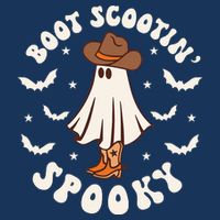 Retro Western Halloween Cute Ghost Funny Boot Scootin Spooky Infant Baby Jersey Bodysuit