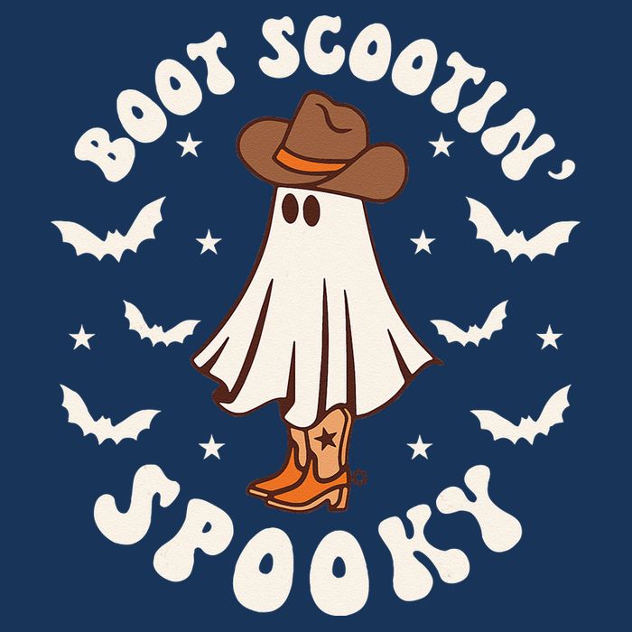 Retro Western Halloween Cute Ghost Funny Boot Scootin Spooky Infant Baby Jersey Bodysuit