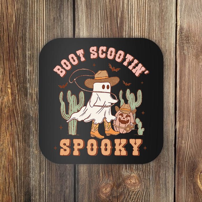 Retro Western Halloween Cowboy Ghost Boot Scootin Spooky Coaster