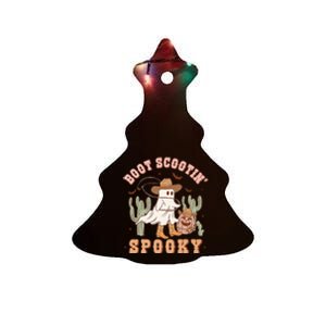 Retro Western Halloween Cowboy Ghost Boot Scootin Spooky Ceramic Tree Ornament