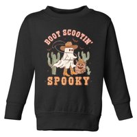 Retro Western Halloween Cowboy Ghost Boot Scootin Spooky Toddler Sweatshirt