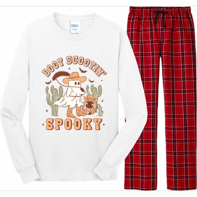 Retro Western Halloween Cowboy Ghost Boot Scootin Spooky Long Sleeve Pajama Set