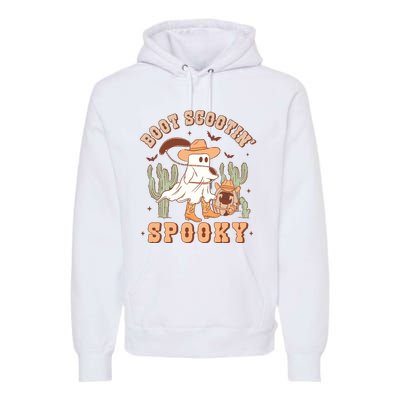 Retro Western Halloween Cowboy Ghost Boot Scootin Spooky Premium Hoodie