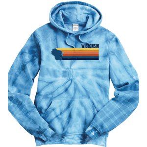 Retro Wisconsin Home State Cool 70s Style Tie Dye Hoodie