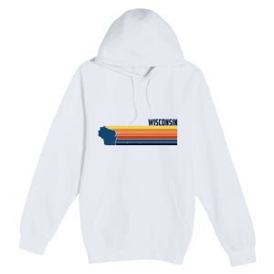 Retro Wisconsin Home State Cool 70s Style Premium Pullover Hoodie