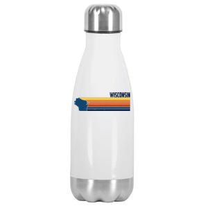 Retro Wisconsin Home State Cool 70s Style Stainless Steel Insulated Water Bottle