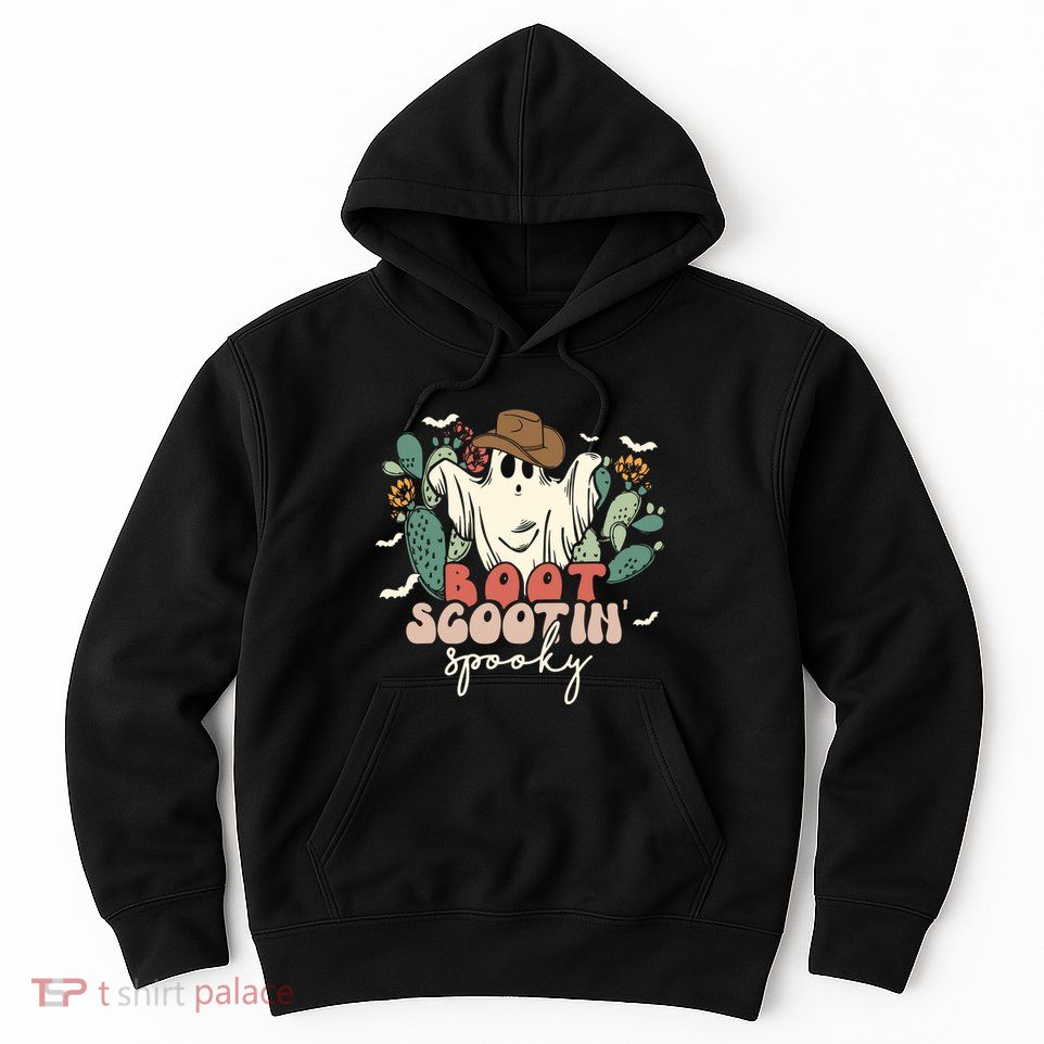 Retro Western Halloween Cowboy Ghost Boot Scootin Spooky Gift Hoodie