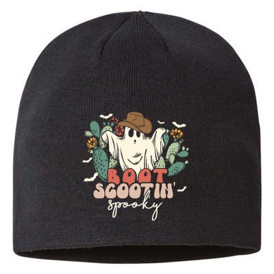 Retro Western Halloween Cowboy Ghost Boot Scootin Spooky Gift Sustainable Beanie