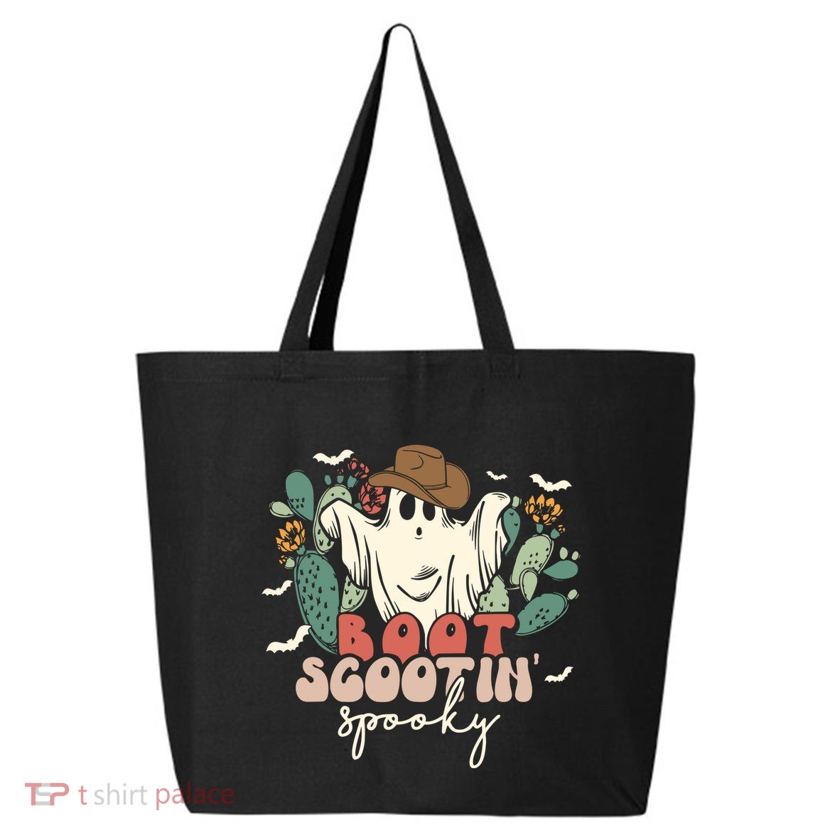 Retro Western Halloween Cowboy Ghost Boot Scootin Spooky Gift 25L Jumbo Tote