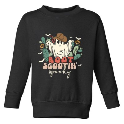 Retro Western Halloween Cowboy Ghost Boot Scootin Spooky Gift Toddler Sweatshirt