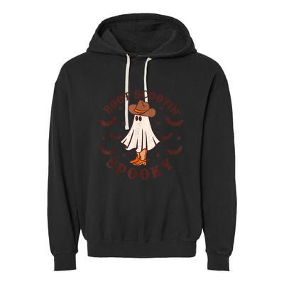 Retro Western Halloween Cute Ghost Funny Boot Scootin Spooky Gift Garment-Dyed Fleece Hoodie
